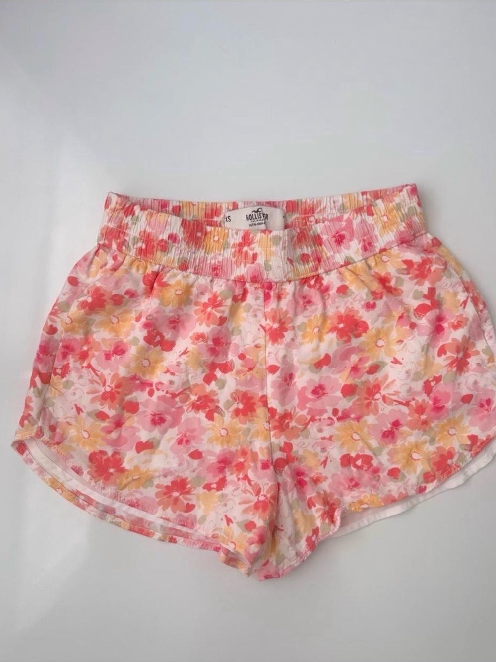 Hollister Pink & Yellow Floral Elastic-Waist Women’s Shorts